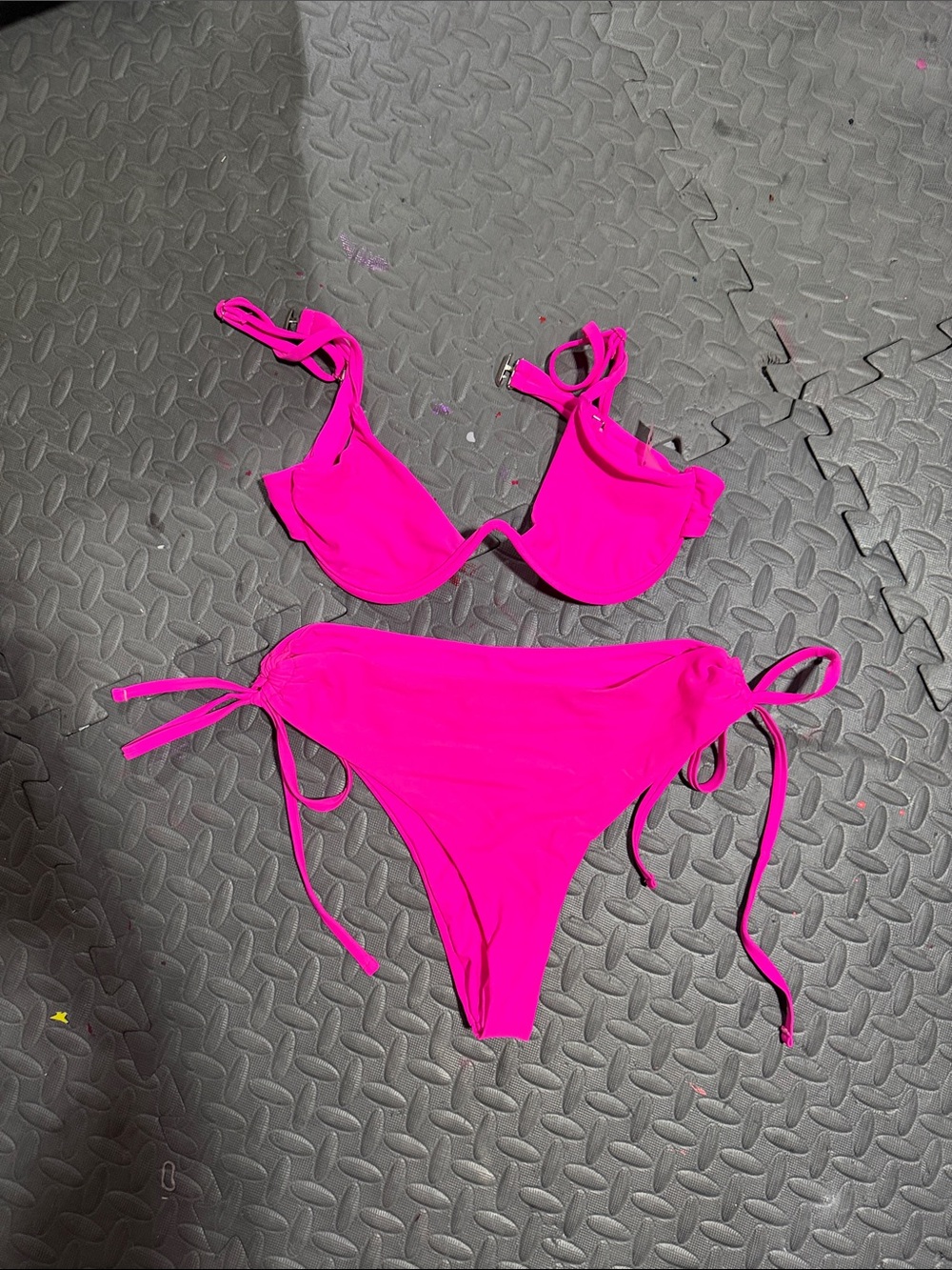 Hot Pink Tie-Side Bikini Set size Small